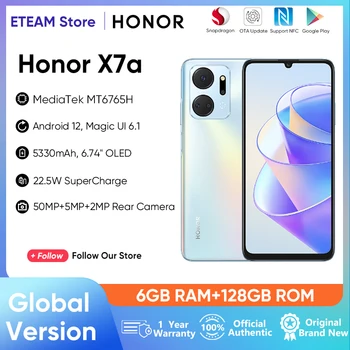 Оригинальный HONOR X7a Глобальная версия 6,74 ’90 Гц Полноэкранный Дисплей 5330 мАч 128 ГБ Android 12 4G 50MP Четырехъядерная Камера 22,5 Вт Super Charge 1