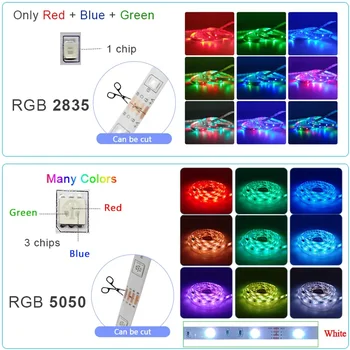 Светодиодные Ленты 30M RGB 5050 SMD 5M RGB Led Light Bluetooth Лампа Гибкая Лента 2835 RGB Лента Диод DC 12V APP Control + Адаптер 2