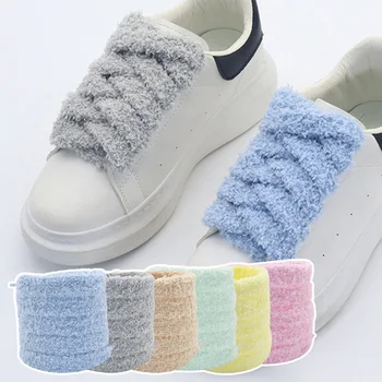 Плоские плюшевые шнурки для полотенец шириной 1,5 см, 10 цветов, тонкие шнурки для повседневных кроссовок на открытом воздухе, женские очаровательные аксессуары 2