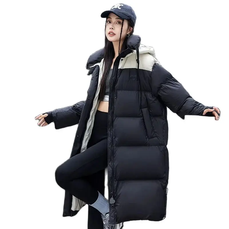 Зимняя одежда для беременных в корейском стиле, пуховики, однотонные пуховики с длинными рукавами и капюшоном, модная верхняя одежда для беременных Изображение 2