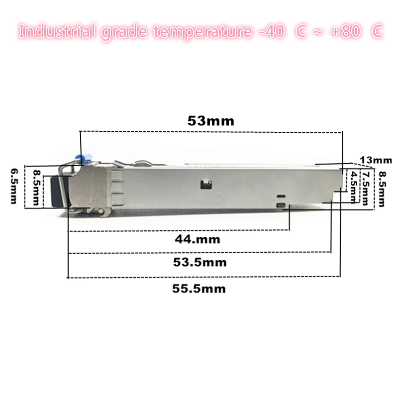 Волоконно-оптический модуль LC SFP промышленного класса -40 ~ + 80 градусов Цельсия 1.Оптический модуль, совместимый с Single-SFP, 25G20/40/80KM 1310/1490/1550nm Изображение 4