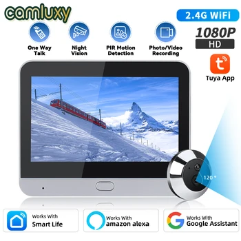 Camluxy Tuya 4,3-Дюймовая Wifi Камера-Дверной Глазок Беспроводной Дверной Звонок Для Дома 1080p 120 ° Широкоугольный PIR Motion Security-Защита 1