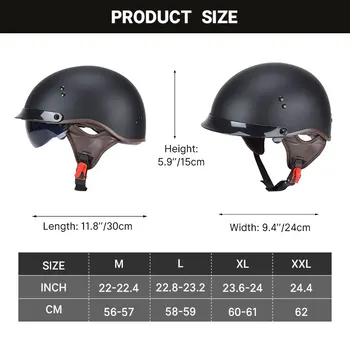 Шлем с половиной лица, низкопрофильные мотоциклетные шлемы, ABS оболочка, бесплатная доставка, немецкий ретро-мотоциклетный шлем 1/2 для мужчин, одобренный DOT 2