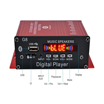 Канал цифрового стереоусилителя Hi-Fi 2.0 Bluetooth 5.0 FM USB Аудиосистема для домашнего кинотеатра с дистанционным управлением усилителем мощности G8 2