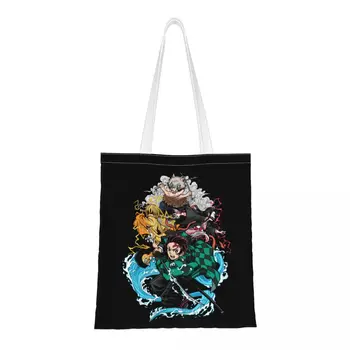 Женская сумка Demon Slayer из аниме Inosuke Blade, многоразовая сумка через плечо, модная сумка для покупок большой емкости, повседневная сумка для покупок 1