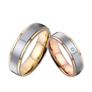 Обручальные кольца, кольца для мужчин и женщин, Союзы влюбленных, ювелирные изделия из титана с покрытием из розового золота 14 карат, Годовщина брака, кольцо для пары 1