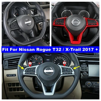Накладка на рамку кнопки рулевого колеса Подходит для Nissan X-Trail X Trail T32 Rogue 2017-2020 Красный/Автомобильные аксессуары из углеродного волокна 1