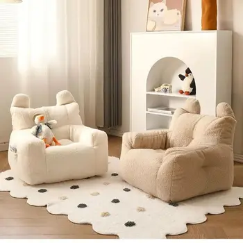 Детский диван для чтения, ленивый диван из хлопка и льна, ткань из шерсти ягненка, симпатичный маленький диван-кресло, съемный и моющийся 1