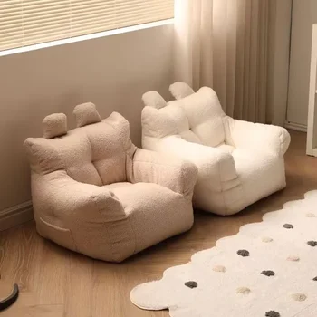 Детский диван для чтения, ленивый диван из хлопка и льна, ткань из шерсти ягненка, симпатичный маленький диван-кресло, съемный и моющийся 2