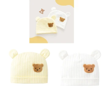 Детская шапочка с мультяшным медведем, реквизит для фотосессии новорожденных, шапочка-бини для мальчиков и девочек H37A 2