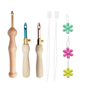 Вязание, вышивка, перфоратор, игольница, ручка с боковым разрезом, аксессуары для шитья, деревянная ручка, инструмент для плетения, ремесло