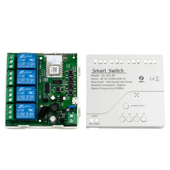 4-Канальный Модуль Tuya Zigbee Smart Switch 85-250 В Реле Smart Home Remote Control Работает Со Шлюзом Для Alexa Google Home Замена 1