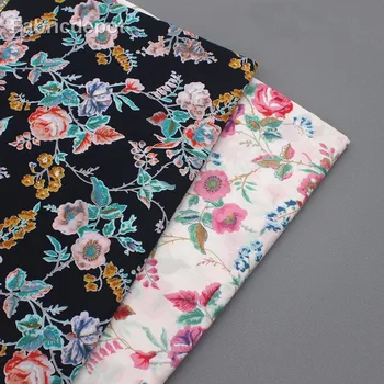 Ткань с цветочным принтом из поплина 60-х годов, летний тонкий материал 