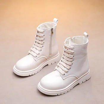 Модные ботинки для девочек, высококачественные ботильоны из искусственной кожи, повседневная противоскользящая обувь для мальчиков, осенне-зимние новые детские ботинки J82