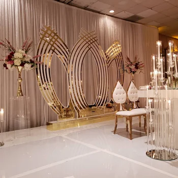 Новый дизайн Золотой Рождественский Акриловый Цветочный свадебный стул Украшение свадебной сцены Фон стул 69 1