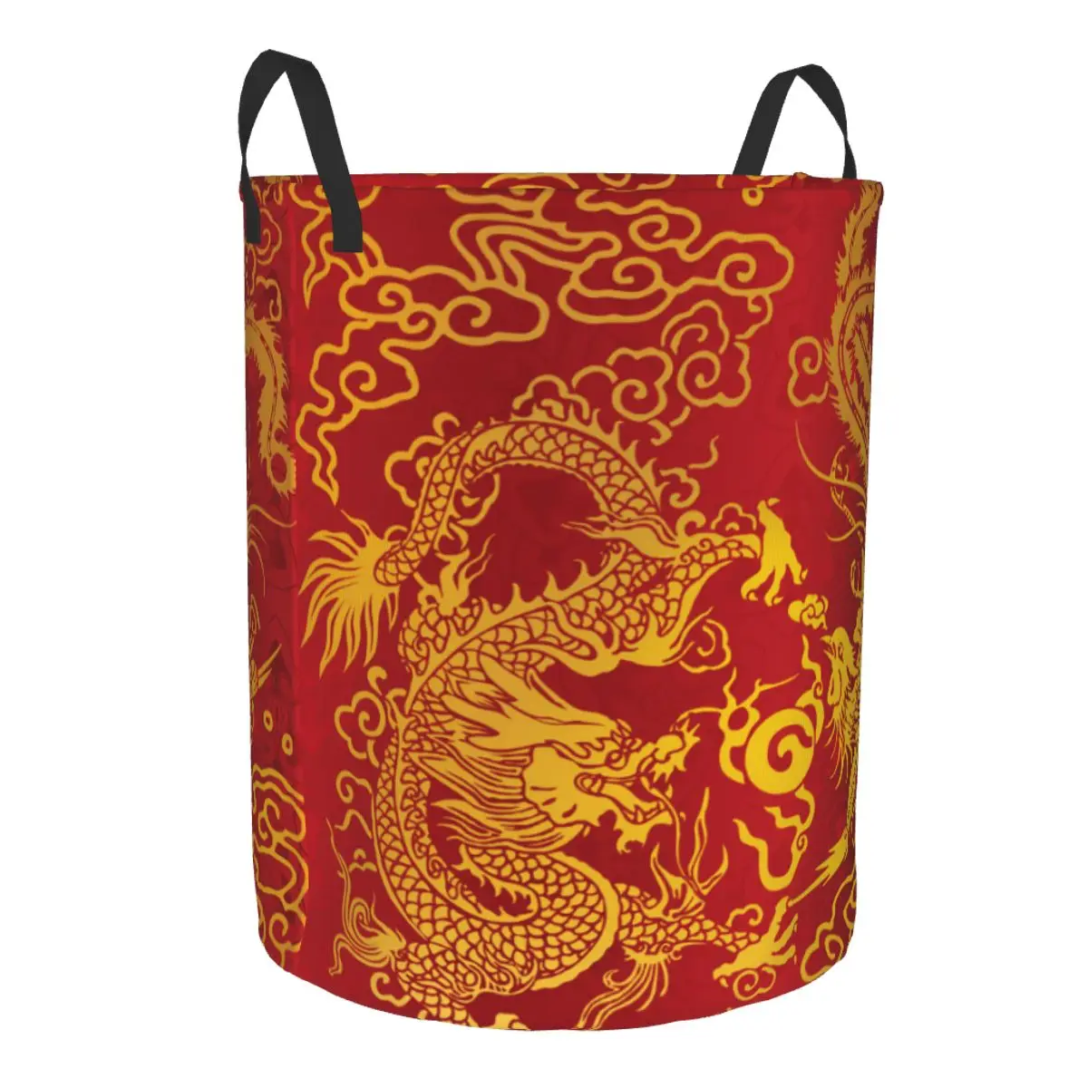 Складная корзина для белья Дракон Феникс в классическом китайском искусстве Ведро для хранения грязной одежды Шкаф Органайзер для одежды Корзина Изображение 1