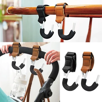 Крючок для детской коляски из искусственной кожи, зажимы для детских колясок, подвесные сумки для подгузников, аксессуары для крючков