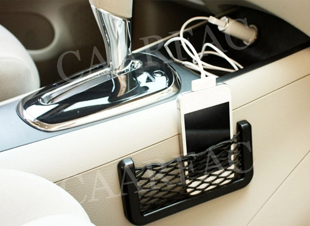 Универсальная сетка для хранения в автомобиле, Автомобильный карманный органайзер, сумка для держателя телефона, коробка, салфетка для лица для всех автомобильных аксессуаров 15 *8 см Изображение 4