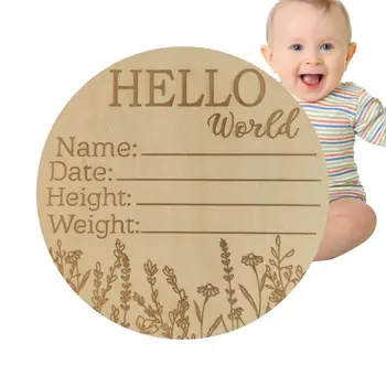 Выгравированный знак Статистики рождения Объявление о рождении Приветственная детская открытка Деревянная открытка 